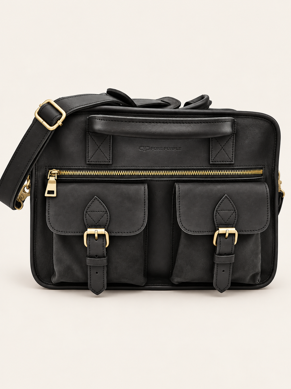 Agolla Executive Leather Laptop Bag – Black