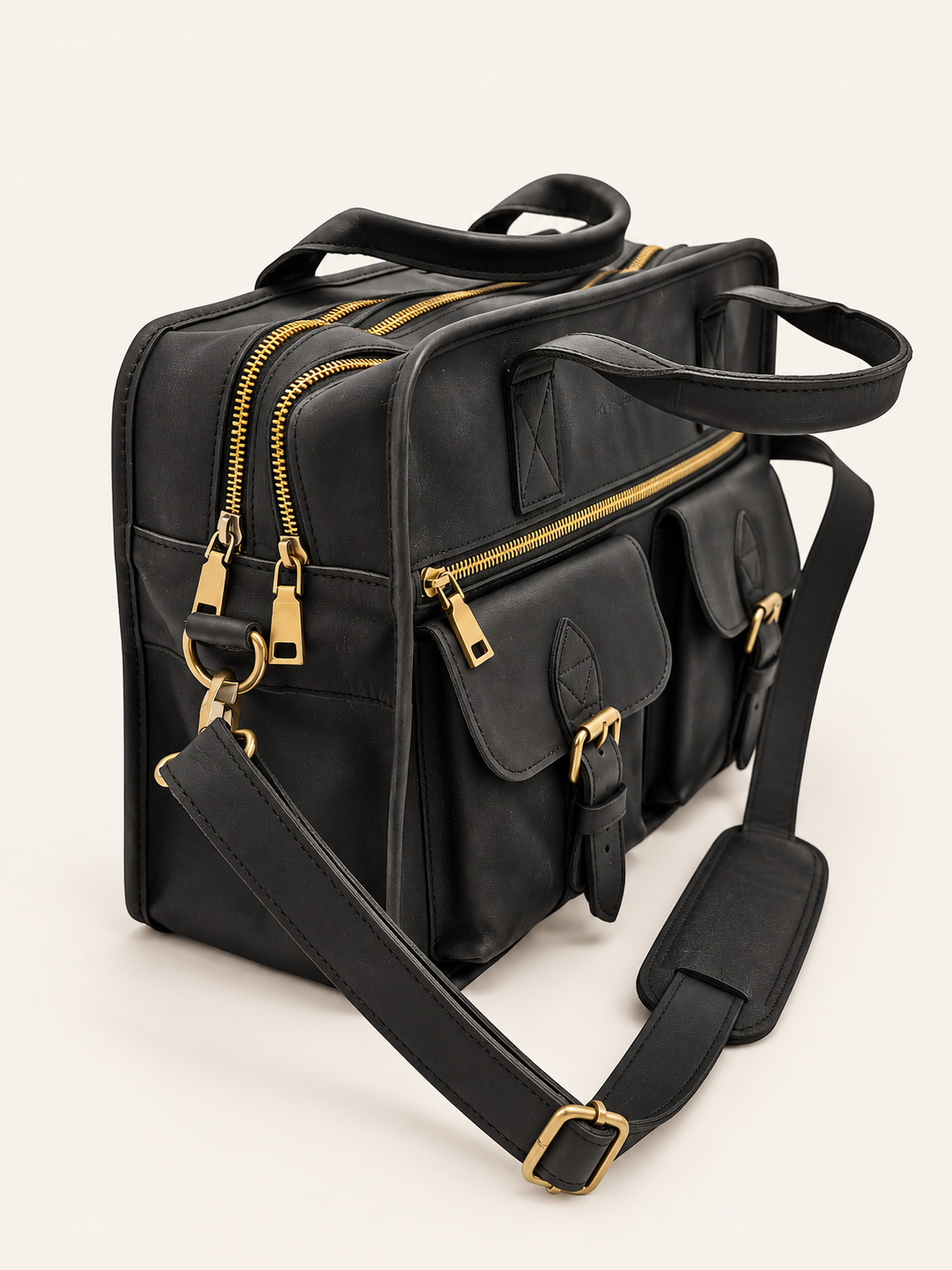 Agolla Executive Leather Laptop Bag – Black