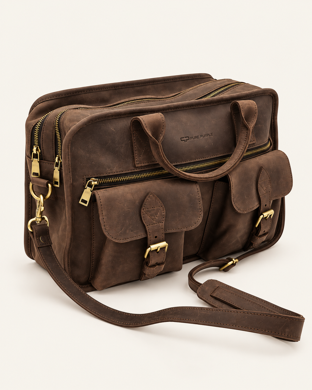 Agolla Executive Leather Laptop Bag – Dark Brown