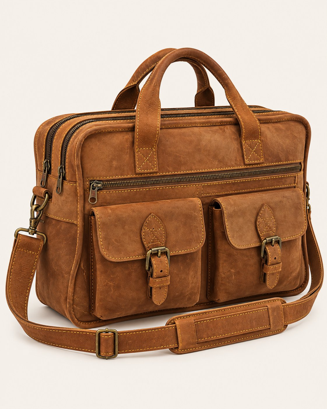 Agolla Executive Leather Laptop Bag – Warm Brown