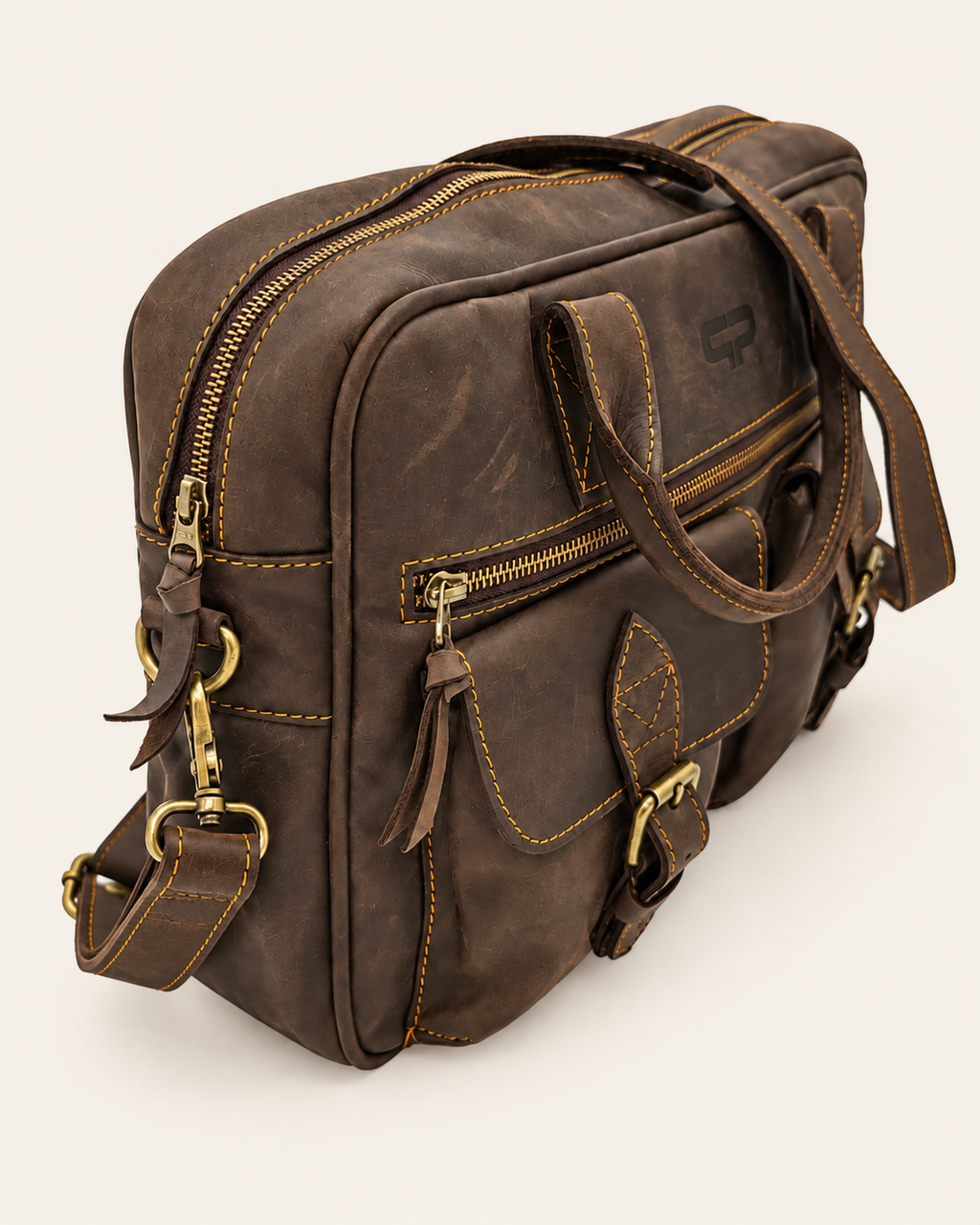 Agolla Slim Leather Laptop Bag – Rich Dark Brown