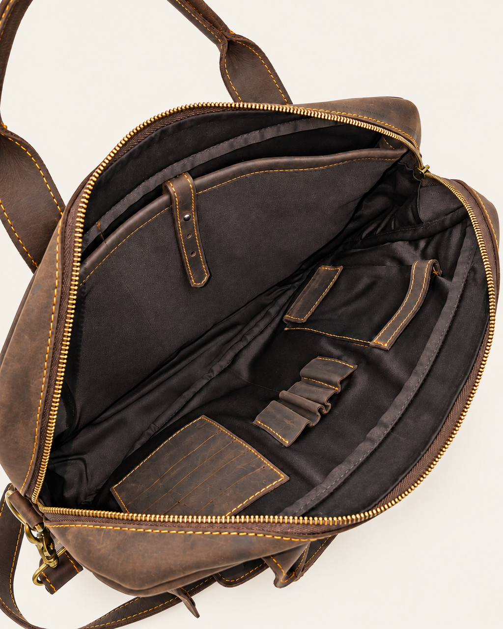 Agolla Slim Leather Laptop Bag – Rich Dark Brown
